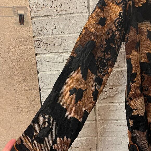 Vintage Brown tapestry Reversible Brocade paisley jacket Med - Picture 5 of 10